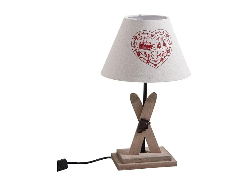 Lampe à poser en bois H37 cm piétement ski