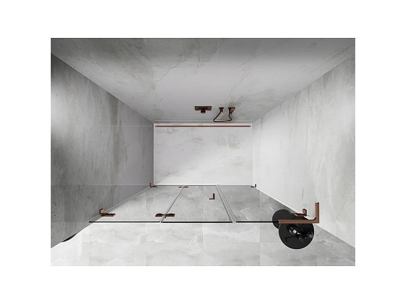 Mexen Lunar-F L porte de douche pliable gauche 135 cm, transparent, or rose - 836SL-135-050-60-00-L