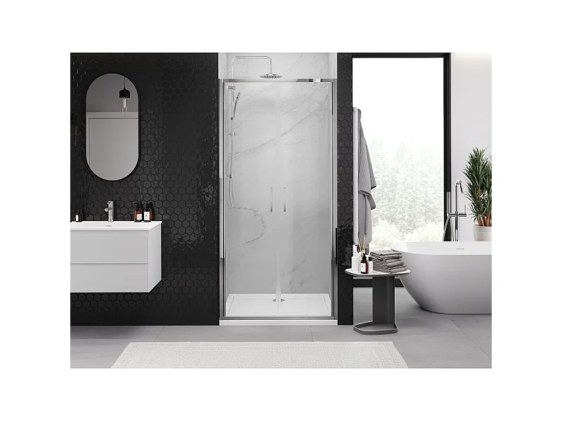 Mexen Exo dubbele douchedeuren 80 cm, transparant, chroom - 814-080-000-01-00