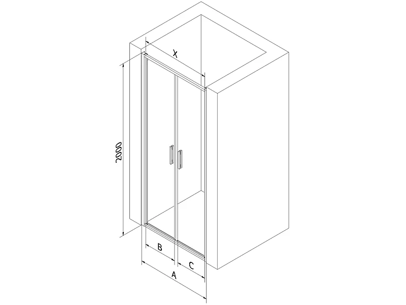 Mexen Exo dubbele douchedeuren 80 cm, transparant, chroom - 814-080-000-01-00