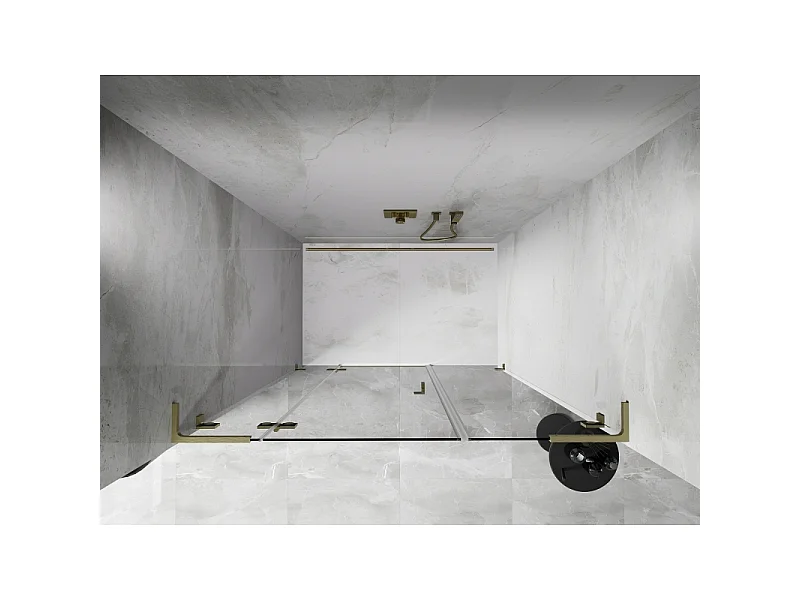 Mexen Lunar L porte de douche pivotante gauche 120 cm, transparent, or brossé - 834SL-120-050-55-00-L