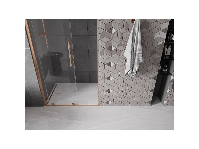 Mexen Velar portes de douche coulissantes 90 cm, transparent, cuivre brossé - 871-090-000-01-65