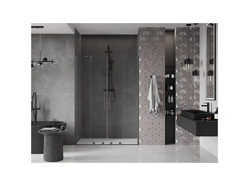 Mexen Velar Duo Schiebetüren Duschtür 160 cm, transparent, Gun Metal - 871-160-000-02-95