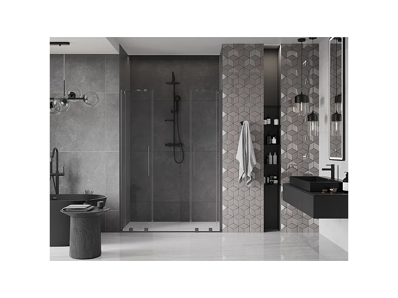 Mexen Velar Duo Schiebetüren Duschtür 160 cm, transparent, Gun Metal - 871-160-000-02-95