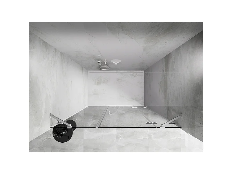 Mexen Lunar hængslede brusedøre højre 160 cm, transparent, hvid - 834S-160-050-20-00-P