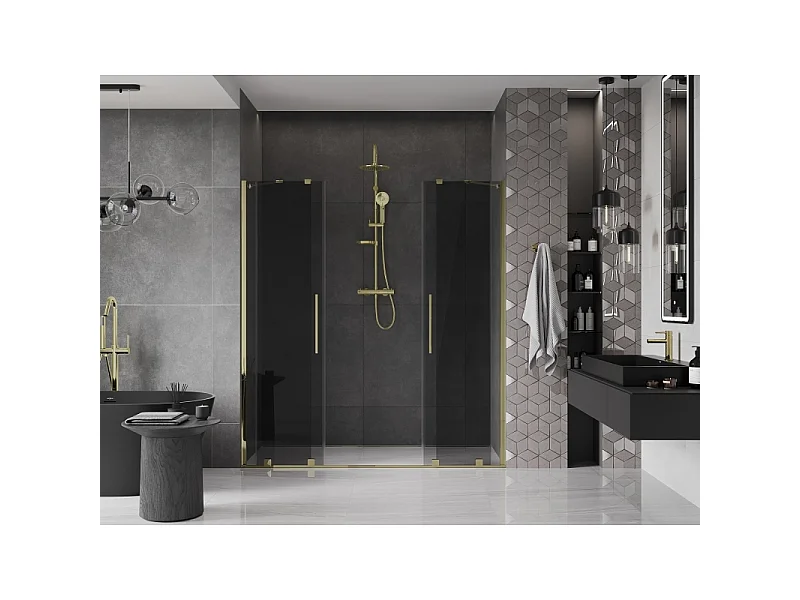 Mexen Velar Duo schuifdouchedeur 170 cm, grafiet, goud - 871-170-000-42-50