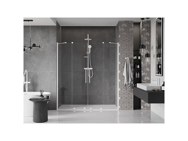 Mexen Velar Duo puertas de ducha correderas 180 cm, transparente, blanco - 871-180-000-02-20