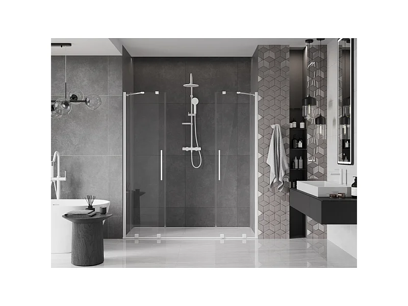 Mexen Velar Duo puertas de ducha correderas 180 cm, transparente, blanco - 871-180-000-02-20