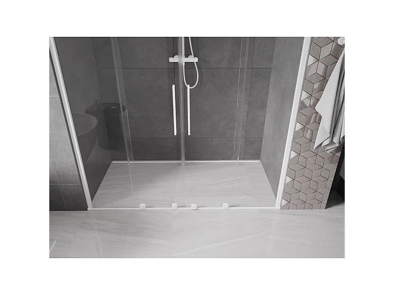 Mexen Velar Duo puertas de ducha correderas 180 cm, transparente, blanco - 871-180-000-02-20