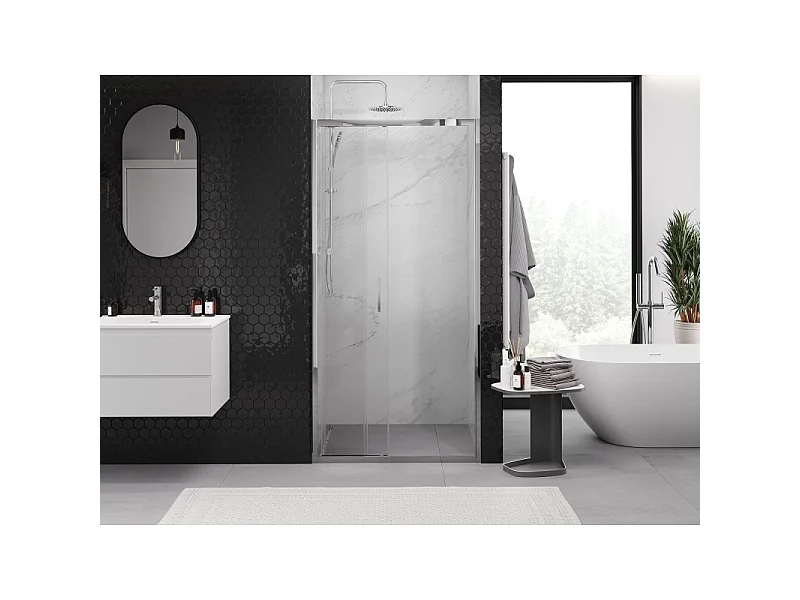 Mexen Exo-3S puerta de ducha corredera de 90 cm, transparente, cromo - 8153-090-000-01-00