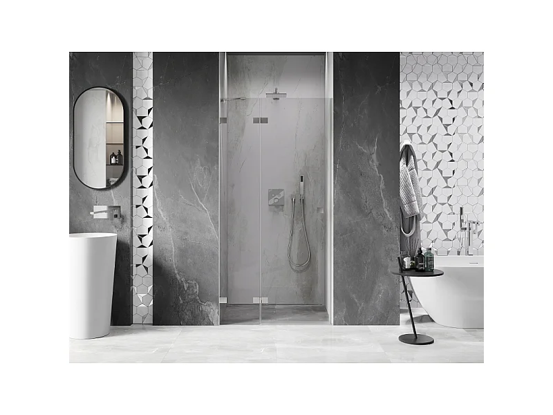 Mexen Lunar venstre hængslet brusedør 70 cm, transparent, børstet nikkel - 834-070-000-97-00-L