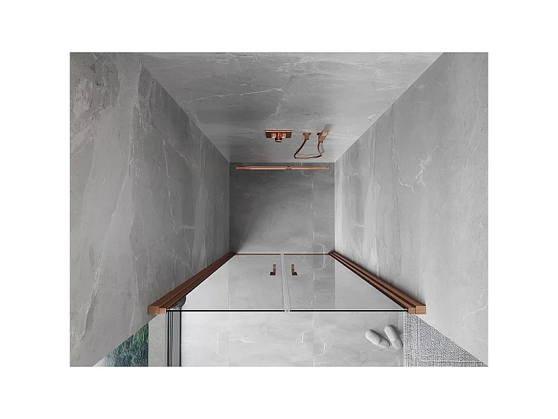 Mexen Mist Duschschwingtür 70 cm, transparent, gebürstetes Kupfer - 8A7-070-000-65-00