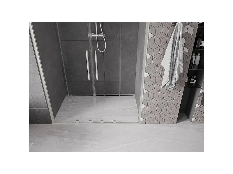 Mexen Velar Duo drzwi prysznicowe rozsuwane 140 cm, transparent, nikiel szczotkowany - 871-140-000-02-97