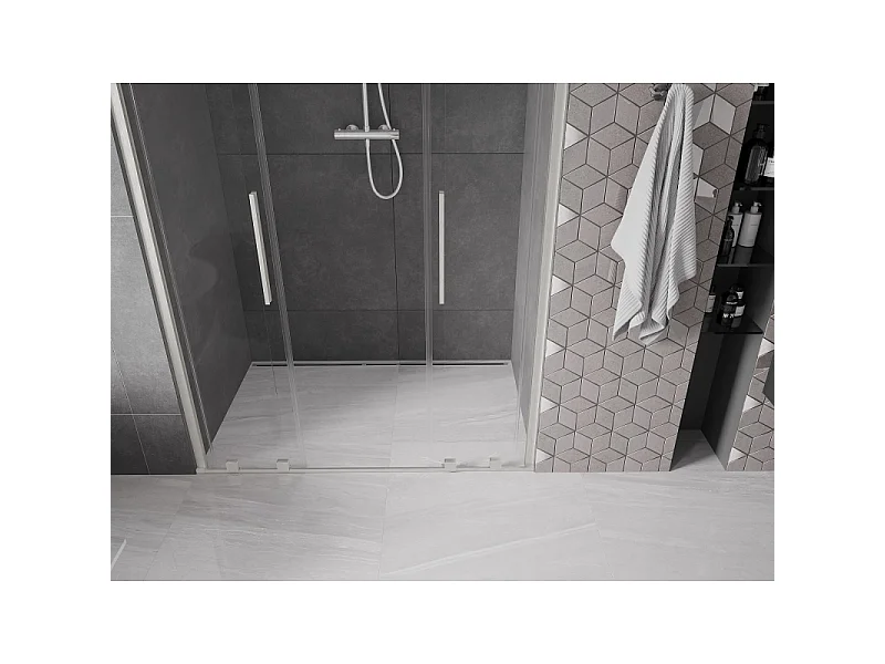 Mexen Velar Duo drzwi prysznicowe rozsuwane 140 cm, transparent, nikiel szczotkowany - 871-140-000-02-97
