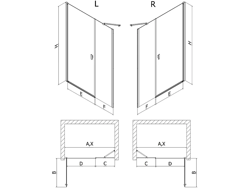 Mexen Mist-B Duschdrehtür 100 cm, transparent, gebürstetes Kupfer - 8A2-100-001-65-00