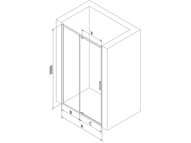Mexen Exo Duschdrehtür 125 cm, transparent, schwarz - 819-125-000-70-00