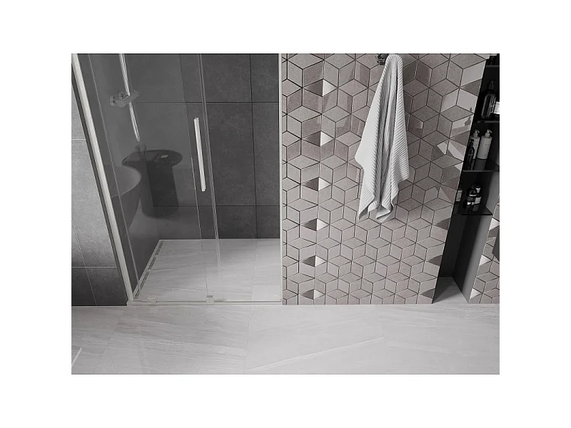 Mexen Velar L Schiebetür 110 cm, transparent, gebürsteter Nickel - 871-110-003-01-97