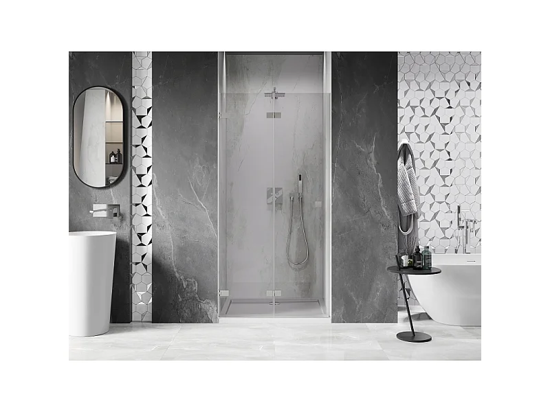 Mexen Lunar-F shower door folding left 100 cm, transparent, brushed nickel - 836-100-000-97-00-L