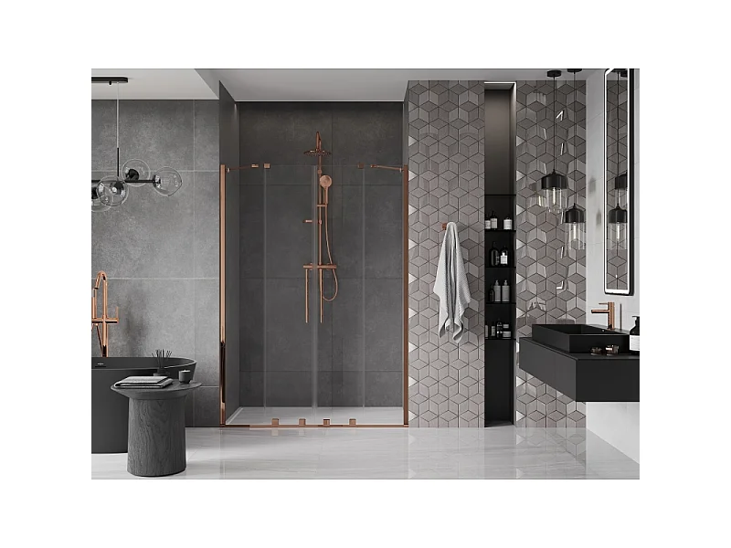 Mexen Velar Duo schuifbare douchedeur 160 cm, transparant, roze goud - 871-160-000-02-60
