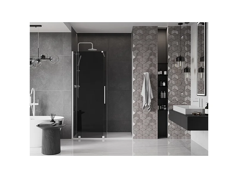 Mexen Velar Schiebetür Dusche 130 cm, Graphit, Weiß - 871-130-000-41-20