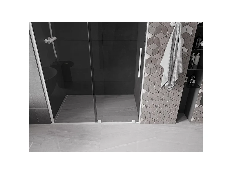 Mexen Velar Schiebetür Dusche 130 cm, Graphit, Weiß - 871-130-000-41-20