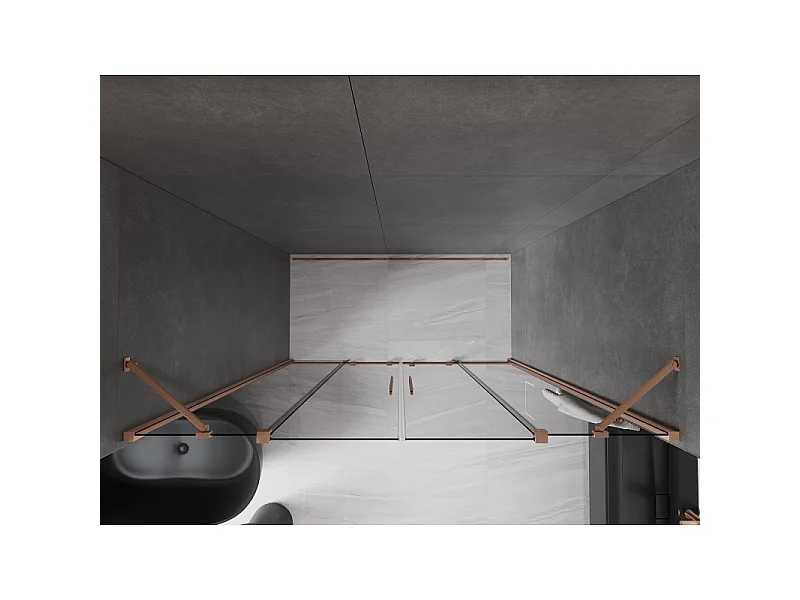 Mexen Velar Duo drsna vrata za prho 170 cm, grafit, krtačeni baker - 871-170-000-42-65