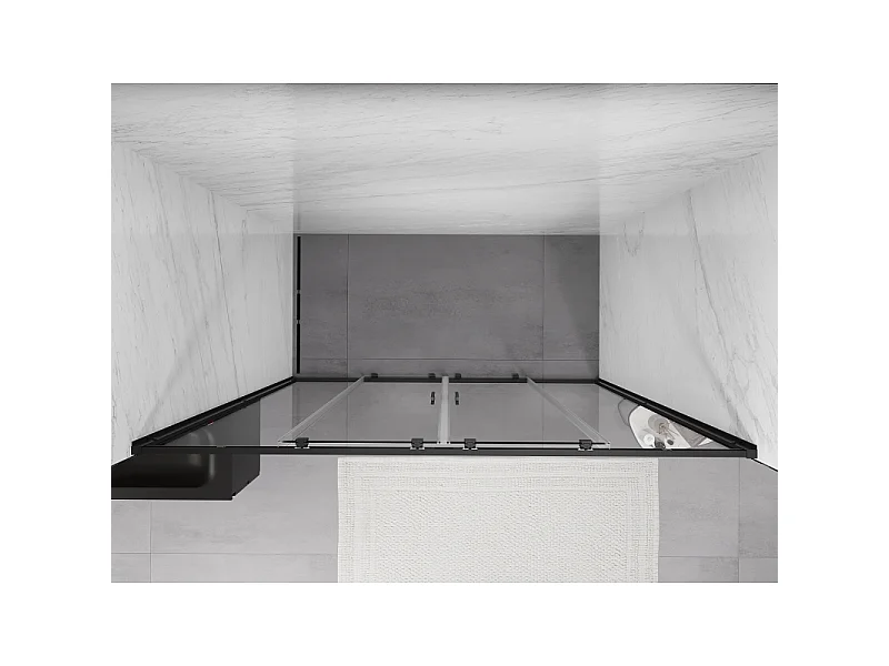 Mexen Exo dobbelt skydedørs brusedør 180 cm, transparent, sort - 8152-180-000-70-00