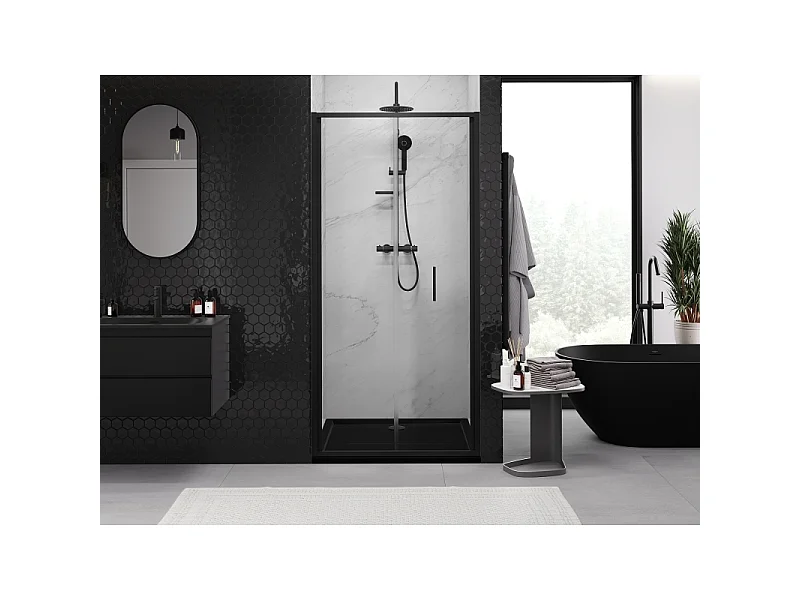 Mexen Exo puerta de ducha plegable 70 cm, transparente, negro - 816-070-000-70-00