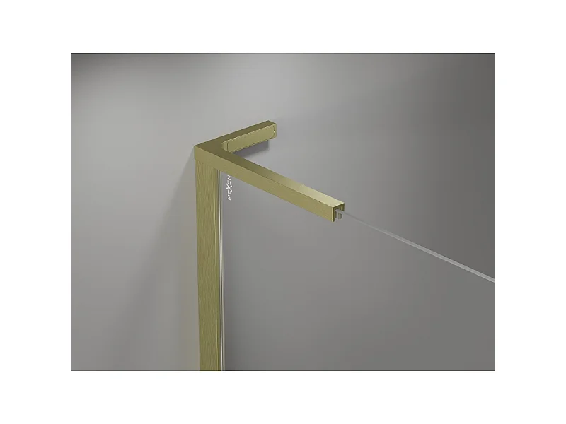 Mexen Mist-H L levi nagibni pršni vrata 145 cm, prozorna, brušena zlata - 8A5L-145-001-55-00-L