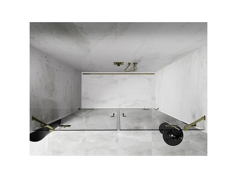 Mexen Lunar Duo brusedøre, svingbare, 200 cm, transparent, guld - 834D-200-000-50-00
