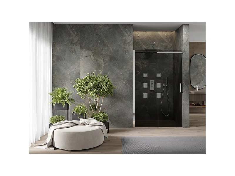 Mexen Omega drsna tuš vrata 130 cm, grafit, krom - 825-130-000-01-40