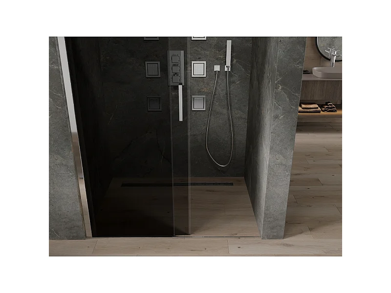 Mexen Omega drsna tuš vrata 130 cm, grafit, krom - 825-130-000-01-40