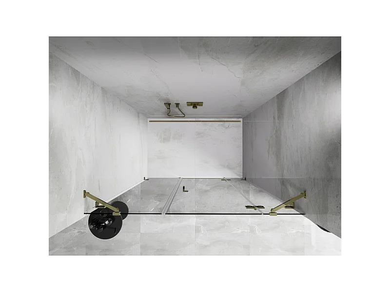 Mexen Lunar porte de douche pivotante droite 120 cm, transparent, doré - 834S-120-050-50-00-P