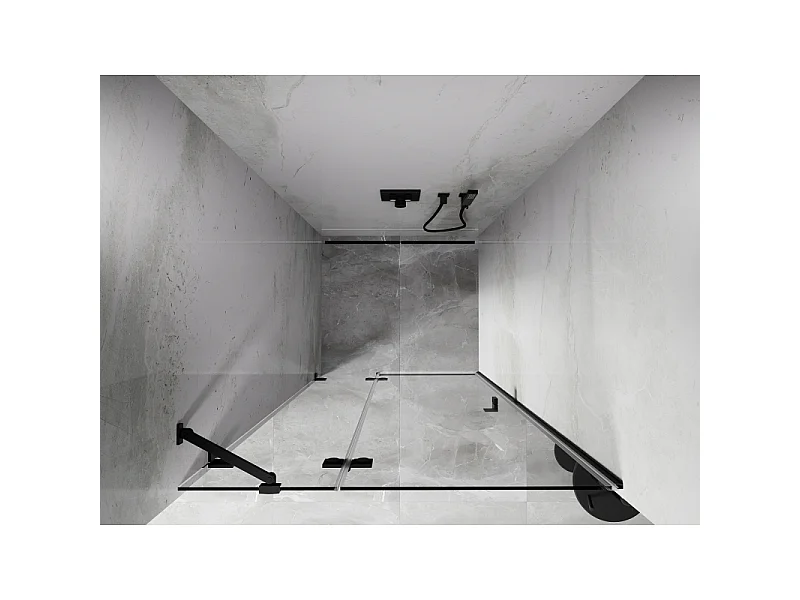 Mexen Lunar leva nagibna tuš vrata 110 cm, prozorna, črna - 834-110-000-70-00-L