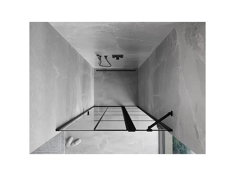 Mexen Mist Duschdrehtür rechts 75 cm, schwarzes Gitter, schwarz - 8A4-075-000-70-77-P