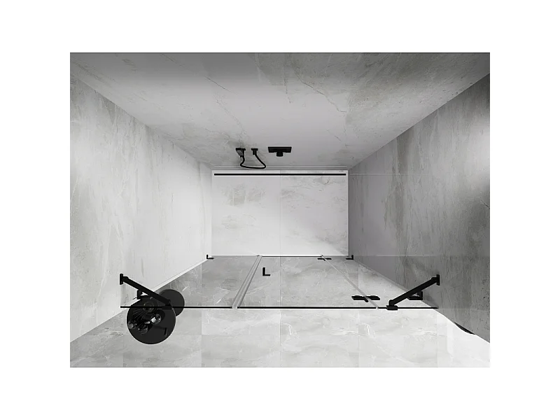 Mexen Lunar drzwi prysznicowe uchylne prawe 140 cm, transparent, czarne - 834S-140-050-70-00-P
