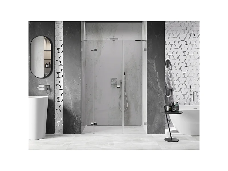 Mexen Lunar L left swing shower door 135 cm, transparent, chrome - 834SL-135-050-01-00-L