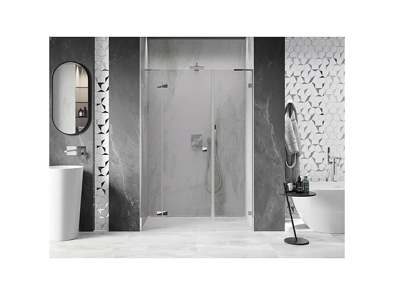 Mexen Lunar L left swing shower door 135 cm, transparent, chrome - 834SL-135-050-01-00-L