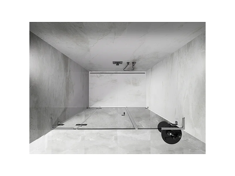 Mexen Lunar L left swing shower door 135 cm, transparent, chrome - 834SL-135-050-01-00-L