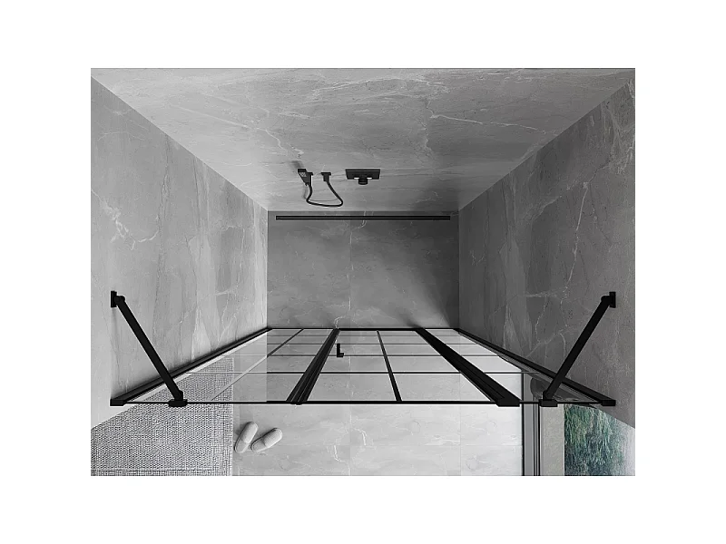 Mexen Mist draaideur douchedeur rechts 155 cm, zwart raster, zwart - 8A4-155-001-70-77-P