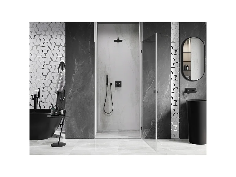Mexen Lunar-B 65 cm right-side hinged shower door, transparent, gun metal - 832-065-000-95-00-P
