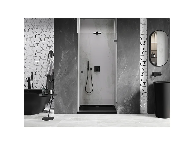 Mexen Lunar-B 65 cm right-side hinged shower door, transparent, gun metal - 832-065-000-95-00-P
