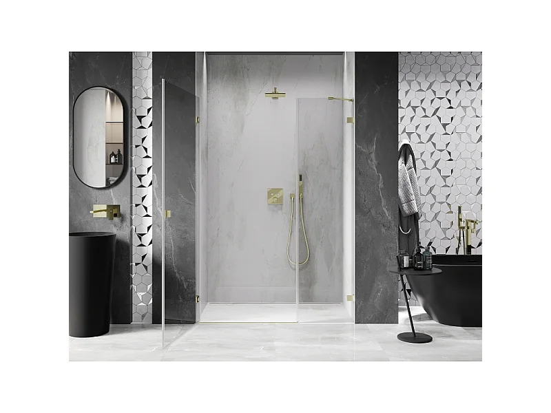 Mexen Lunar-B porte de douche pivotante gauche 120 cm, transparent, or brossé - 832S-120-050-55-00-L