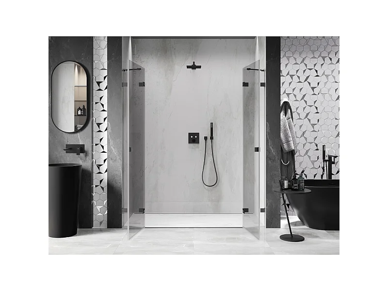 Mexen Lunar Duo draaideuren voor douche 180 cm, transparant, gun metal - 834D-180-000-95-00
