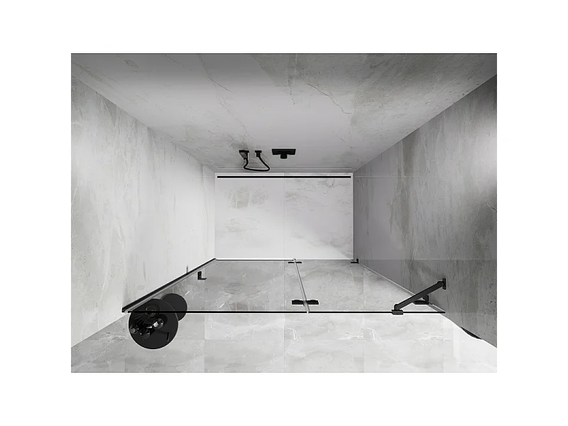 Mexen Lunar højre hængslede brusedør 130 cm, transparent, børstet gun grå - 834-130-000-66-00-P