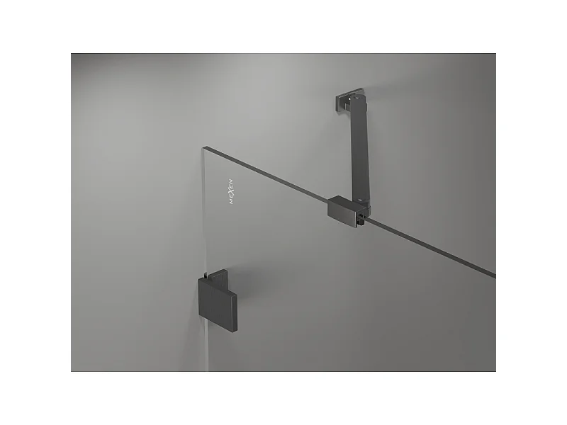 Mexen Lunar højre hængslede brusedør 130 cm, transparent, børstet gun grå - 834-130-000-66-00-P
