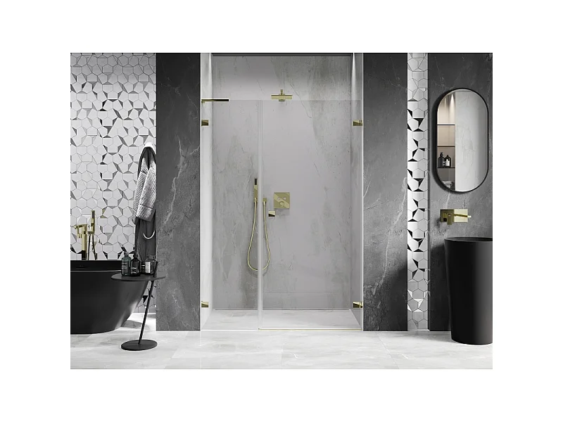 Mexen Lunar-B L porte de douche pivotante droite 120 cm, transparent, doré - 832SL-120-050-50-00-P