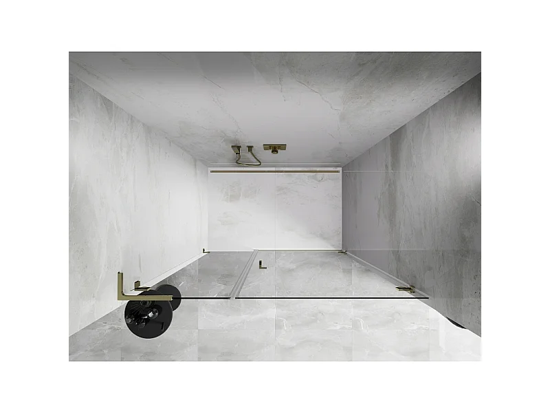 Mexen Lunar-B L højre svingbare brusedøre 125 cm, transparent, guld - 832SL-125-050-50-00-P