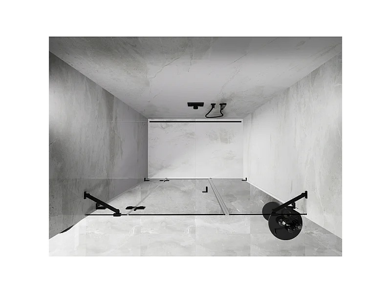 Mexen Lunar porta doccia battente sinistra 160 cm, trasparente, nero - 834S-160-050-70-00-L