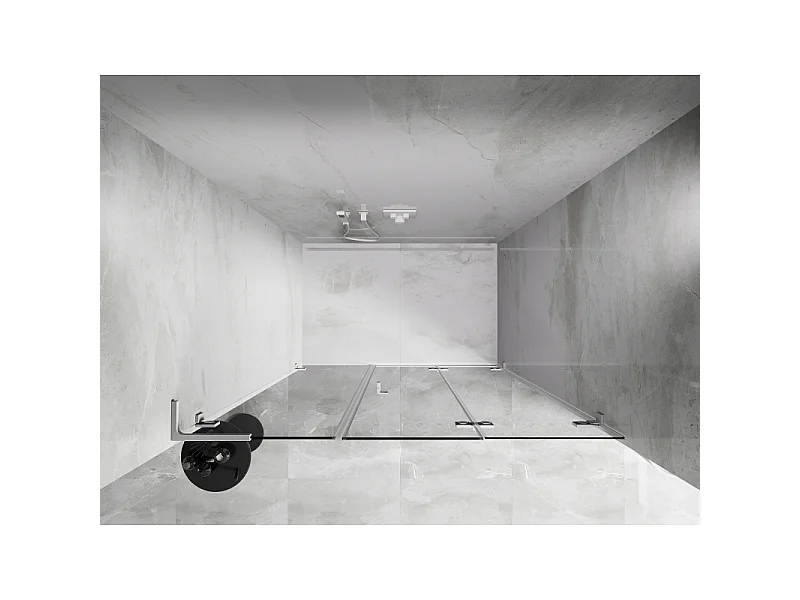 Mexen Lunar-F L porte de douche pliantes droite 150 cm, transparent, blanc - 836SL-150-050-20-00-P
